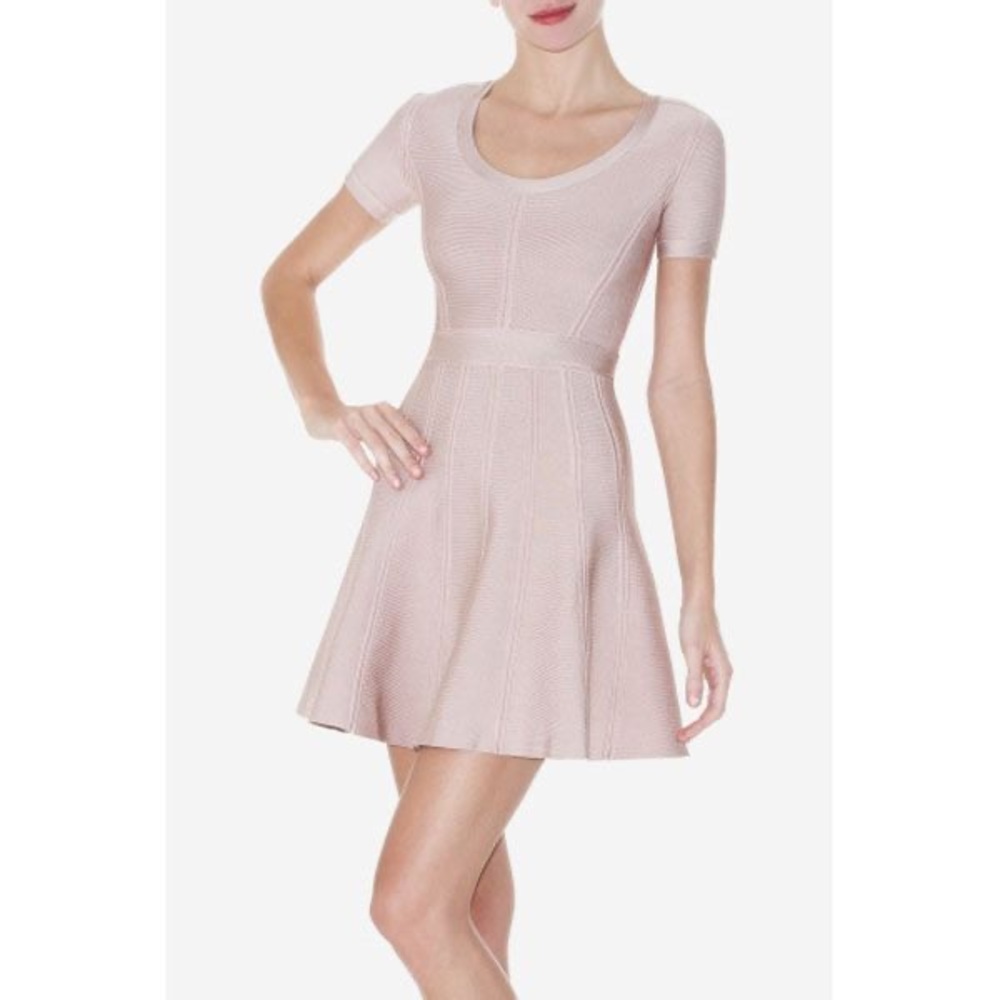 NEW Herve Leger Short Sleeve A-Line Bandage Dress